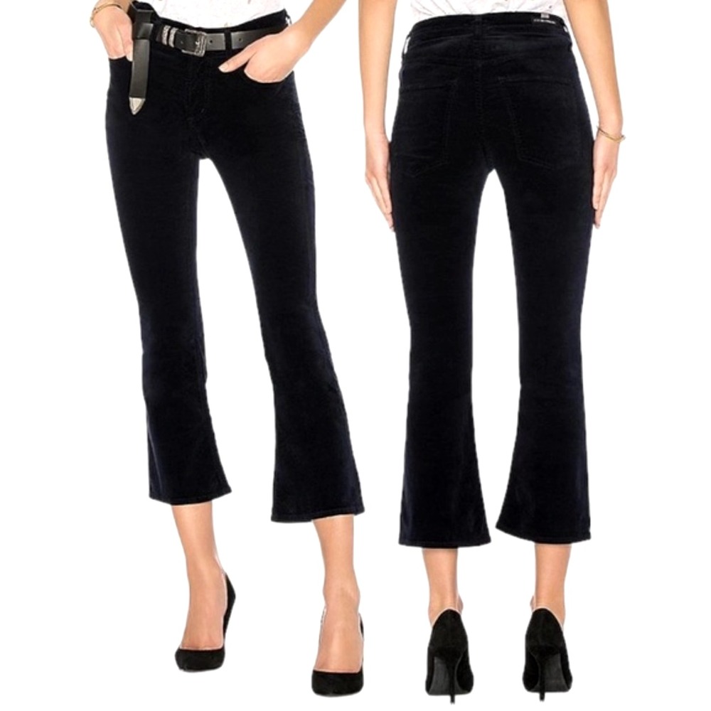 Citizens Of Humanity Drew Crop Flare Midnight Blue Velvet Jeans Stretch Sz 25